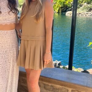 English Factory Sleeveless Pleated Mini - Neutral (small)